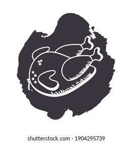 chicken hand draw and block style icon isolated design of food eat restaurant and menu theme Vector illustration