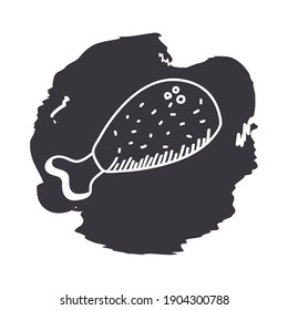 chicken hand draw and block style icon design of food eat restaurant and menu theme Vector illustration