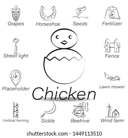 chicken hand draw icon. Element of farming illustration icons. Signs and symbols can be used for web, logo, mobile app, UI, UX