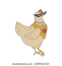 Chicken hand drawn illustration. Hand-drawn retro picture with a poultry. Can be used for menu restaurants, for packaging in markets and shops. Vector illustrations.