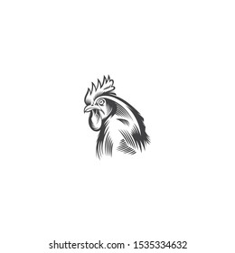 Chicken hand drawn illustration. Chicken meat and eggs vintage produce elements. Badges and design elements for the chicken manufacturing. Vector illustration