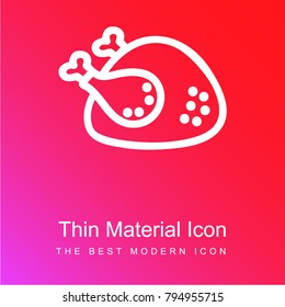 Chicken hand drawn outline red and pink gradient material white icon minimal design