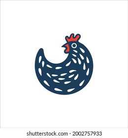 Chicken hand drawn vector illustration. Chicken stylized drawing logo. Chicken abstract logotype. Part of set.