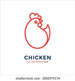 Chicken hand drawn vector illustration. Chicken stylized drawing logo. Chicken abstract logotype. Part of set.