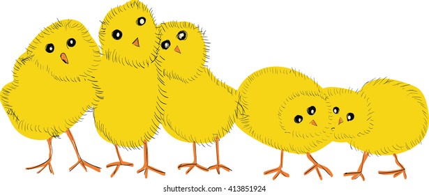 Chicken hand drawn yellow