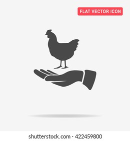 Chicken and hand icon. Vector concept illustration for design.