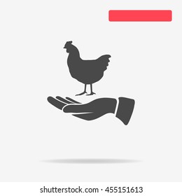Chicken and hand icon. Vector concept illustration for design.
