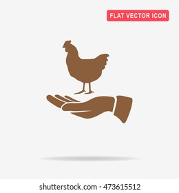 Chicken and hand icon. Vector concept illustration for design.