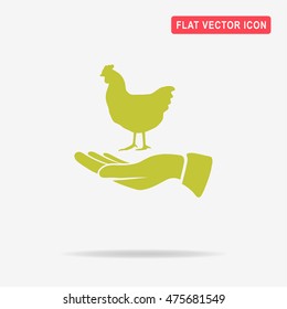 Chicken and hand icon. Vector concept illustration for design.