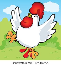 Chicken Happy, Cute Vector, Cute Cartoon