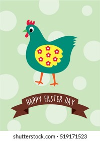 chicken happy easter day greeting vector
