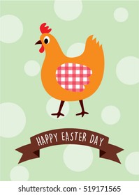 chicken happy easter day greeting vector