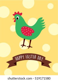 chicken happy easter day greeting vector
