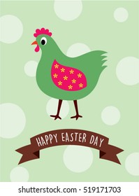 chicken happy easter day greeting vector