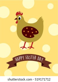 chicken happy easter day greeting vector