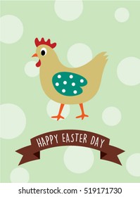 chicken happy easter day greeting vector