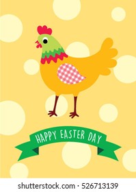 chicken happy easter day greeting vector