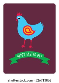 chicken happy easter day greeting vector