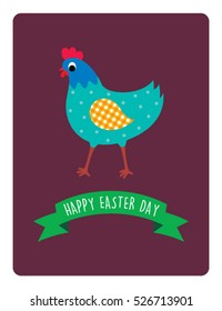 chicken happy easter day greeting vector
