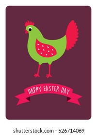 chicken happy easter day greeting vector