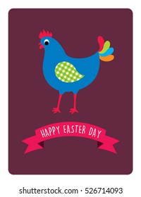 chicken happy easter day greeting vector