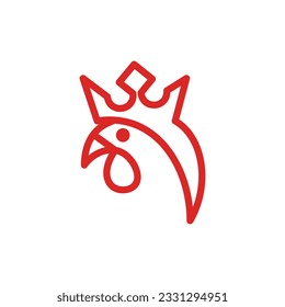 Chicken Head Crown line logo design vector, element graphic illustration design template
