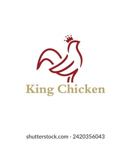 Diseño del logotipo de la línea de la corona de la cabeza de pollo