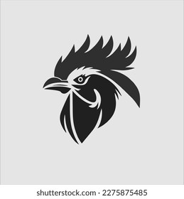 Chicken head design vector on gray background. chicken silhouette. chicken animal vector illustration