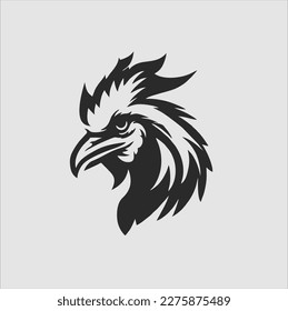 Chicken head design vector on gray background. chicken silhouette. chicken animal vector illustration
