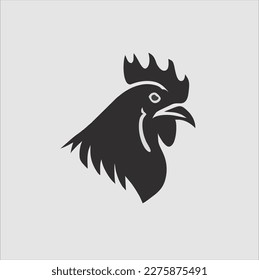 Vector de diseño de cabeza de pollo sobre fondo gris. silueta de pollo. ilustración de vector de animales de pollo