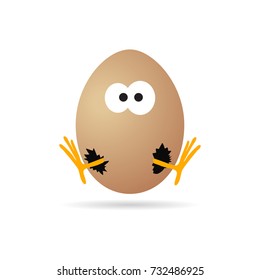 chicken head in egg with leg vector illustration isolated on white