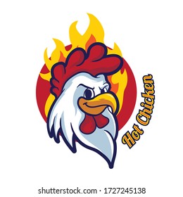 Chicken Head Fire Vector Logo Template