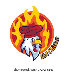 Chicken head fire vector logo template