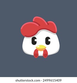chicken head in flat vector design.