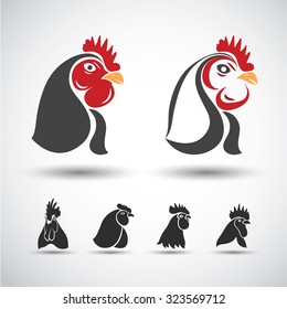 Chicken head icon isolated on white background. Vector illustration