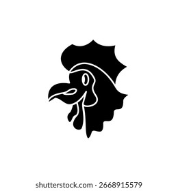 Icono de cabeza de pollo, estilo plano simple, Ilustración vectorial, símbolo, pictograma de Plantilla de logotipo de diseño, para UI o UX aislado en blanco para App móvil, editable