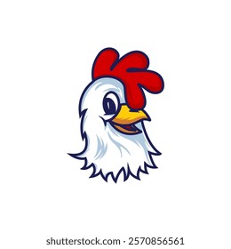 Chicken head illustration, rooster cartoon mascot logo elements vector