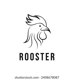 Chicken head logo design ideas, minimalist line rooster head logo design ideas