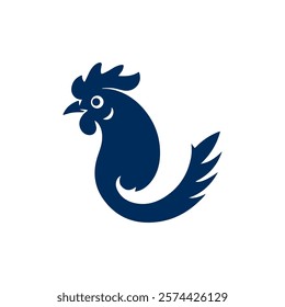 Chicken Head Logo Design Silhouette Vector Illustration On a White Background 