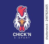 Chicken head logo with text, chicken cartoon logo