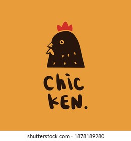 Chicken head logo type design 