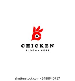 Chicken head logo vector. Minimalist logo concept. Suitable for restaurants, products, farms or marketing with a chicken theme