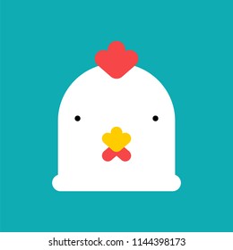 Chicken  Head Mask. White Farm Bird Face. Vector Illustration.