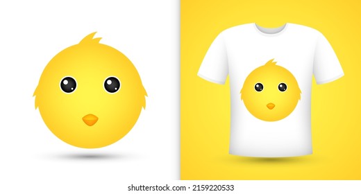 Chicken head on white shirt