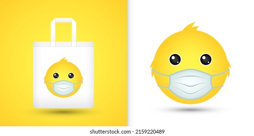 Chicken head on white tote bag