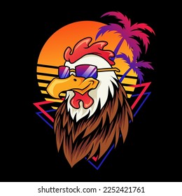 Chicken head in retro style