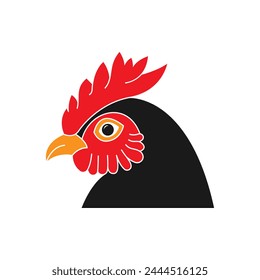 Chicken head, rooster icon flat style isolated on white background. Vector illustration