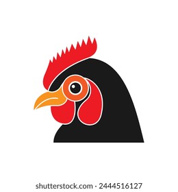 Chicken head, rooster icon flat style isolated on white background. Vector illustration
