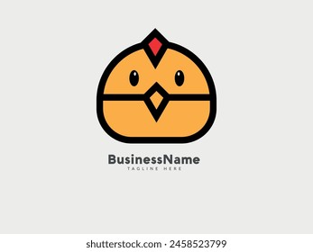 Diseño de logotipo de forma de cabeza de pollo