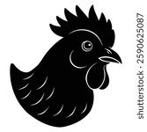 Chicken Head Silhouette Vector Art and Black Chicken Head Design